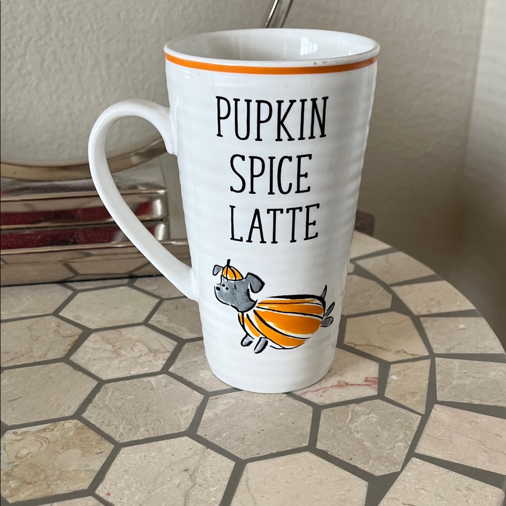 Pumpkin Spice Latte Mug White and Orange 16 OZ
